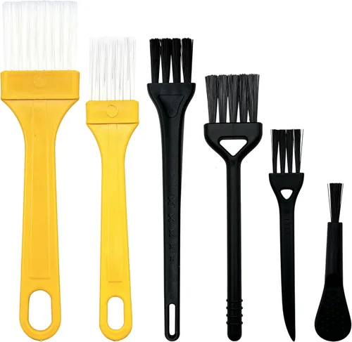 Vista 6 de Paquete de 6 mini cepillos de limpieza de teclado para computadora portátil, PC y electrónica 6 soft nylon mini brushes for loose dust in