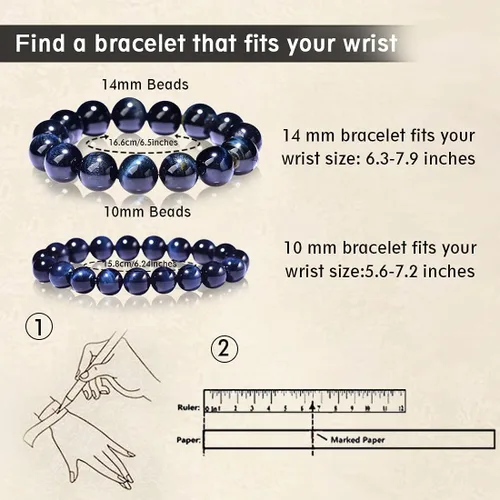 Vista 5 de Pulsera de piedras preciosas naturales de cuentas de 0.394 pulgadas Pulsera de ojos de tigre rojo Cristal curativo elástico para yoga, joyería