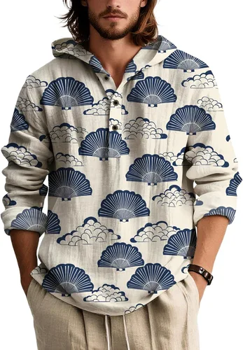 Vista 22 de Sudadera con capucha con estampado floral colorido para hombre, con botones, holgada, de manga larga, sudadera con capucha de gran tamaño para otoño