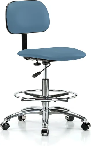Vista 27 de Perch - Silla de laboratorio cromada con respaldo ajustable, altura del escritorio de 17 a 22 pulgadas, tela negra