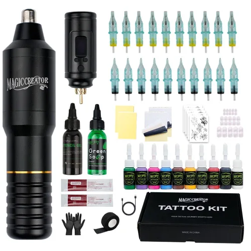 Vista 8 de WARRIOR Máquina rotativa con kit de batería AURORA Función de sincronización integrada de batería, carga rápida tipo C, fuente de alimentación