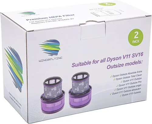 Vista 8 de Paquete de 2 piezas de repuesto de filtros de vacío compatibles con aspiradora Dyson V11 SV16 de tamaño grande, comparado con la parte 970422-01