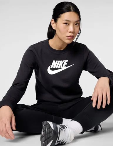 Vista 4 de Nike Sudadera deportiva de forro polar con logotipo y cuello redondo para mujer