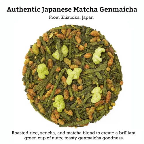 Vista 4 de SUGIMOTO Té japonés Genmaicha con hoja suelta Matcha 3.5 oz 100% Hecho en Japón, Shizuoka, Té Verde Sencha con Arroz Asado y Matcha, 3.5 oz
