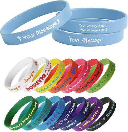 Vista 23 de Custom Rubber Bracelets – 0.5” Wide Personalized Silicone Wristbands for Parties, Awareness, Events & Celebrations
