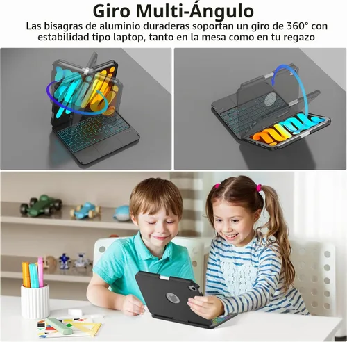 Vista 5 de FUWANG Funda con teclado y panel táctil para iPad mini 7 A17 Pro 2024 y Mini de 6ª generación 2021 de 8.3 pulgadas - Teclado retroiluminado de 7