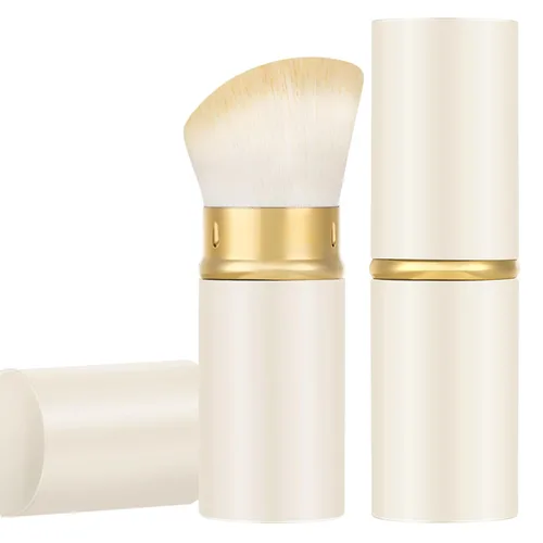 Vista 10 de Falliny Brocha de maquillaje retráctil Kabuki, base de polvo superior en ángulo, pinceles de maquillaje profesional con mango de aluminio