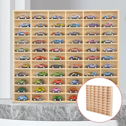Vista 6 de Gralara Estante de exhibición de madera para automóvil, estante organizador de libros, almacenamiento, soporte de almacenamiento de juguetes