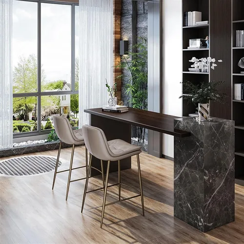Vista 2 de Tall Bar Stools Bar Chair Modern Minimalist Metal High Stool Home Double Cushion Back Chair Home Restaurant Kitchen Bar Table Chair Barstools