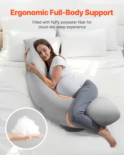 Vista 3 de VEVOR - Almohadas de embarazo para dormir de lado, almohada de maternidad en forma de L para mujeres embarazadas, almohada corporal de embarazo