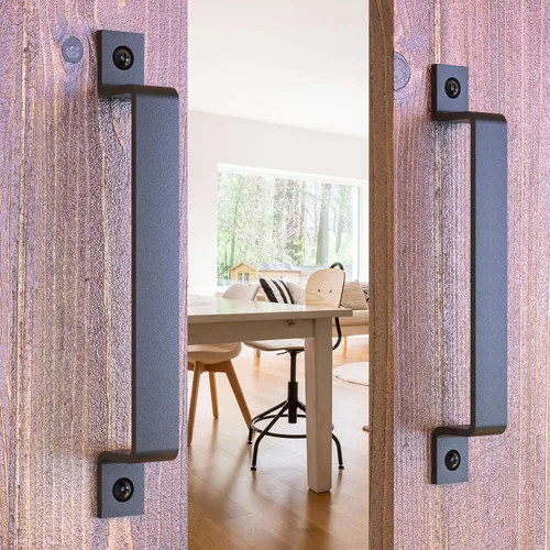 Vista 13 de Tirador Clásico de Puerta – Tirador de Acero Resistente para Portones, Puertas de Granero, Cercas Exteriores, Negro, 7 Pulgadas