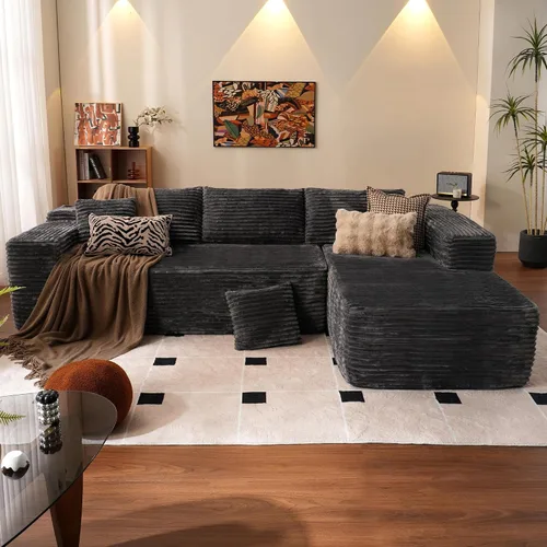Vista 28 de ovios Sofá seccional Cloud de 96 pulgadas con chaise en forma de L, sofá modular moderno con asiento profundo, sofás tapizados para sala de estar