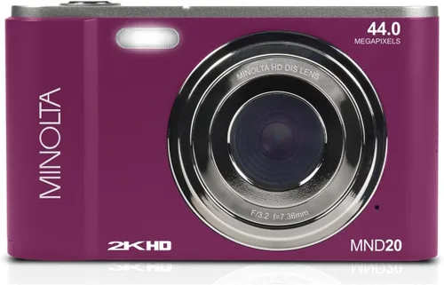 Vista 6 de Minolta MND20 Cámara digital Ultra HD de 44 MP 2.7K con estuche para cámara Slinger (Magenta)