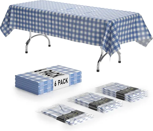 Vista 25 de Exquisite Cubierta de Mesa para Picnic - Paquete de 6 Manteles Premium Rectangulares de Plástico - Cubierta de Mesa para BBQ a Cuadros Negro