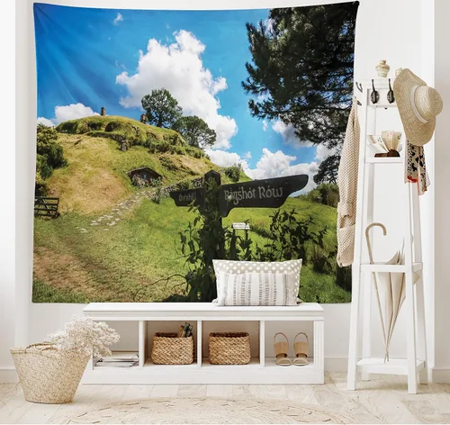 Vista 2 de Ambesonne colección de decoración del hogar, tapices de pared para recámara, sala de estar, recámara, multicolor 2-Verde oscuro Arena Marrón