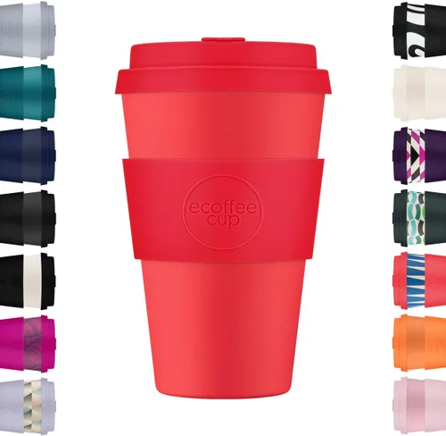 Vista 10 de Ecoffee Cup Taza de café reutilizable de 14 onzas (13.5 fl oz) – Taza de viaje a base de plantas PLA con tapa de silicona, sin melamina y apta