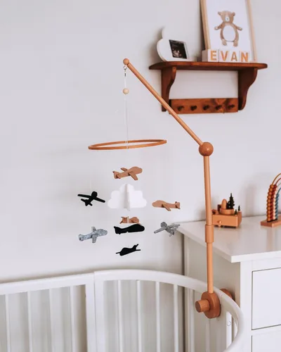 Vista 4 de Móvil para cuna de bebé – Móvil colgante de madera para cuna, decoración de guardería para niños y niñas, regalo perfecto para ducha