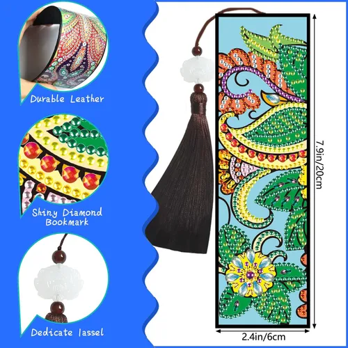Vista 2 de Paquete de 8 marcadores de pintura de diamantes, flores, kit de marcadores de arte con borla, resina, diamantes de imitación, cuero para adultos