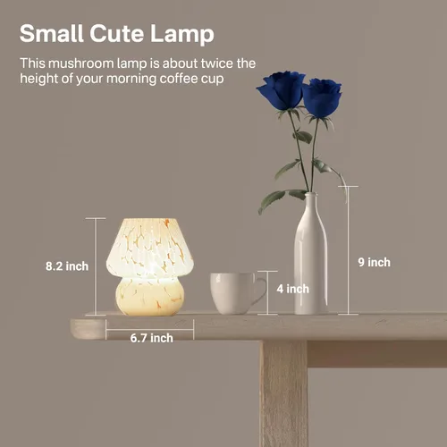 Vista 5 de Dawnwake Lámpara de mesa con forma de hongo para dormitorio, pequeña lámpara de noche de escritorio para sala de estar, decoración de hongos, lindas