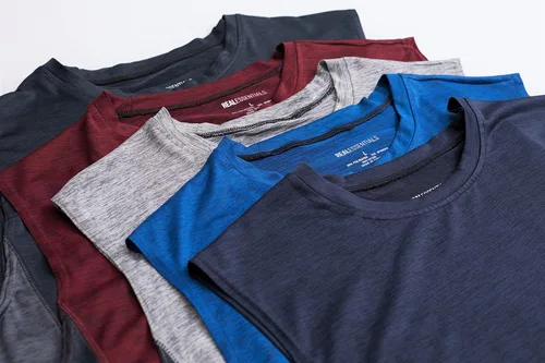 Vista 4 de Paquete de 5 unidades Camiseta deportiva atlética de tecnología deportiva para hombre de Dry-Fit Ropa para Entrenamiento y ejercicio