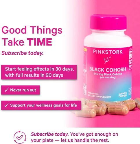Vista 4 de Pink Stork Suplementos de cohosh negro para mujeres – 540 mg de cohosh negro puro para perimenopausia, apoyo para la menopausia, 30 cápsulas