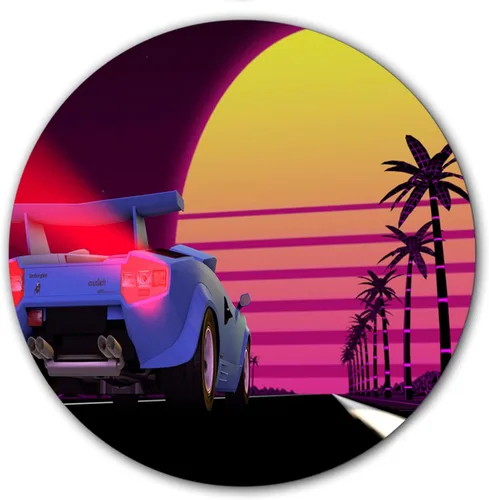Vista 2 de DJ Synthwave 1980 Sun #3 - Almohadilla de vinilo 1200 para rascar, 12 pulgadas, alfombrilla giratoria para DJ, 1 unidad