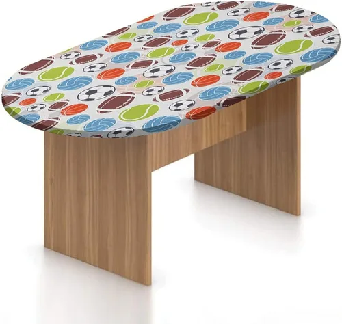 Vista 10 de Mantel ovalado ajustable para mesa de patio, con bordes elásticos occidentales, de poliéster, estampado tradicional de vagón, se adapta a mesas
