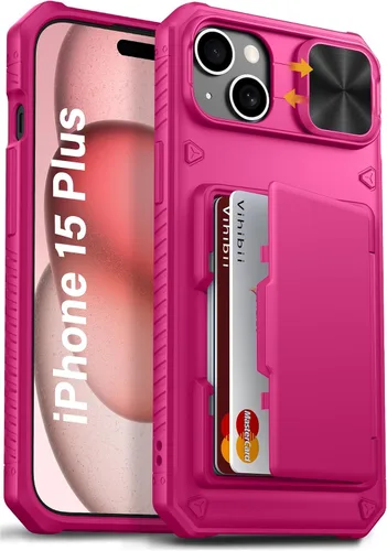 Vista 26 de Vihibii Funda para iPhone 13 Pro Max/iPhone 12 Pro Max con tarjetero (4 tarjetas) [bloqueo RFID] y cubierta de cámara deslizante, protección contra