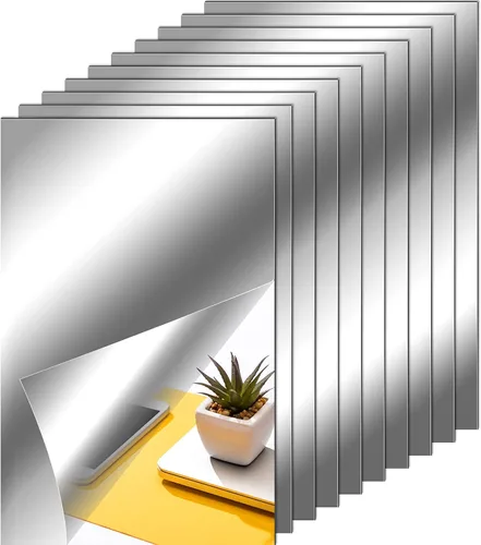 Vista 13 de Zonon Hojas de espejo flexibles autoadhesivas, no de vidrio, azulejos adhesivos para decoración de pared del hogar (20 piezas, 6 x 9 pulgadas)