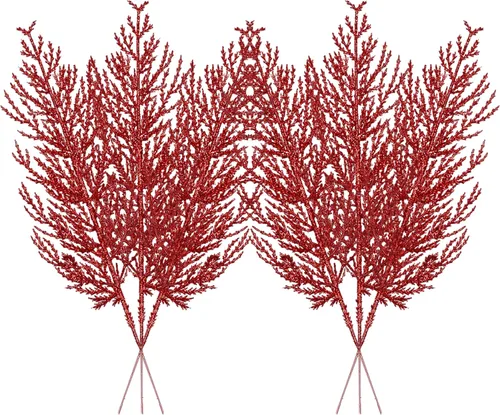 Vista 8 de Tallos de bayas con purpurina navideña, 24 piezas de púas artificiales para rellenos de adornos de árbol de Navidad, coronas de Navidad Dorado