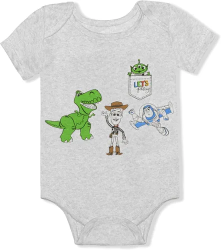 Vista 6 de Disney Toy Story Woody Buzz Lightyear Green Aliens and Rex Boys 3 Pack Bodysuit for Newborn GreenGreyWhite