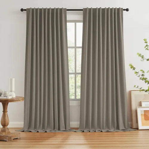 Vista 99 de KEQIAOSUOCAI - Cortinas opacas naturales de 108 pulgadas de largo, cortinas modernas con pestaña trasera, paneles plisados para sistema de cortina