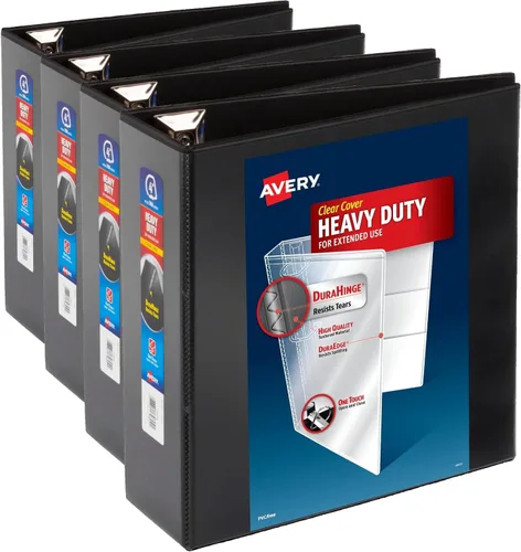 Vista 15 de Carpeta resistente Avery para trabajos, Negro Paquete de 10 For Heavy School, Home and Office Use, DuraHinge Tear-Resistant Spine, DuraEdge