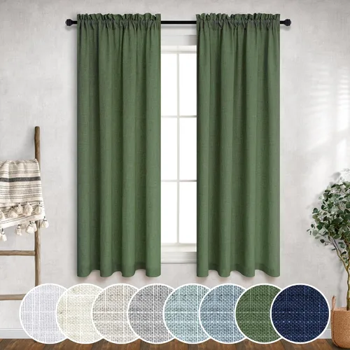 Vista 80 de Mrs.Naturall - Cortinas transparentes con bolsillo para barra de 36x63 pulgadas de lino mezclado negro