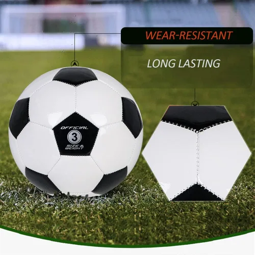 Vista 5 de Balón de fútbol para niños, tamaños 3, pelotas de fútbol tradicionales clásicas para jóvenes, perfectas para exteriores e interiores, partido