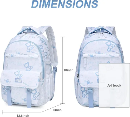 Vista 3 de CaranY Mochila multiusos para niños, impermeable, espaciosa, ligera, para libros escolares, 2-azul aguamarina, Classic
