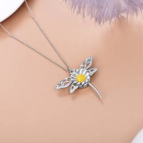 Vista 4 de Collar con medallón con diseño de libélula de abeja y búho de mariposa para cualquier foto