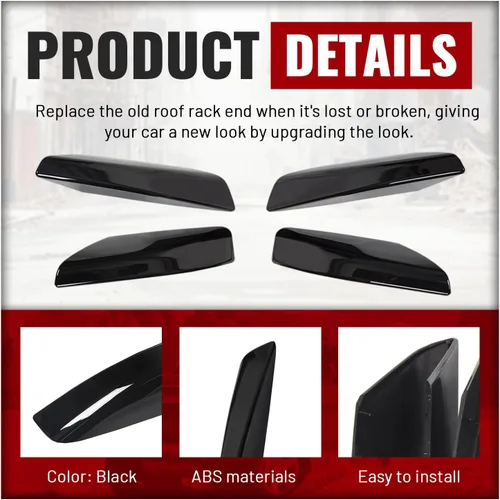 Vista 5 de ECOTRIC 4 piezas de cubierta de extremo de riel de techo compatible con Toyota 4Runner SW4 N210 2003-2009 negro cubierta de barra de riel de techo