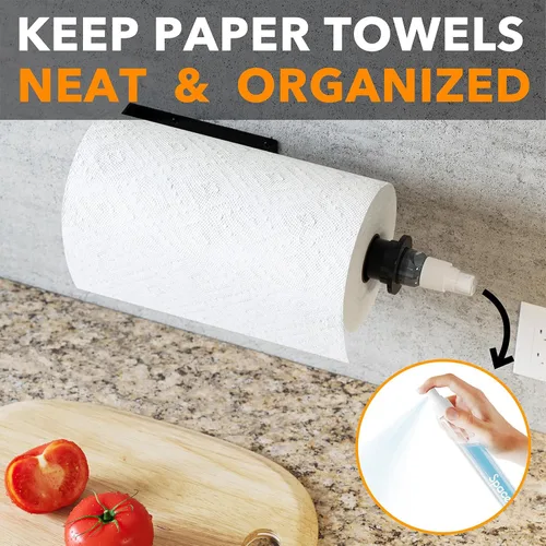 Vista 8 de SpaceAid SprayNeat - Soporte para toallas de papel con botella de spray, soporte para toallas de papel debajo del gabinete con rociador en el centro