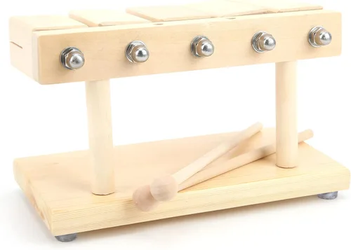 Vista 7 de Kuuleyn Bloque de ritmo de madera maciza con mazo, instrumento de percusión musical, bloque de percusión de madera, bloques de arce rítmico de 5