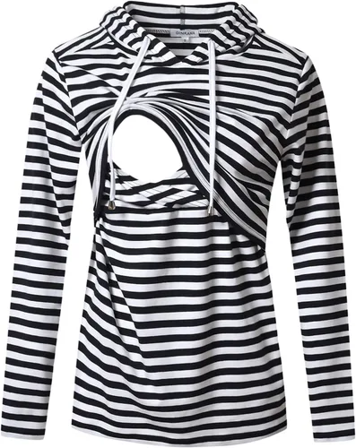 Vista 149 de GINKANA Sudadera con capucha para mujer, manga larga, lactancia materna, ropa casual