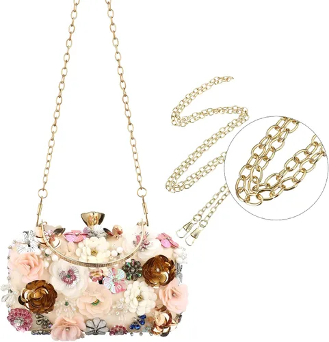 Vista 5 de Rkrouco Bolso de mano floral para mujer bolso de mano de flores coloridas con diamantes de imitación de metal