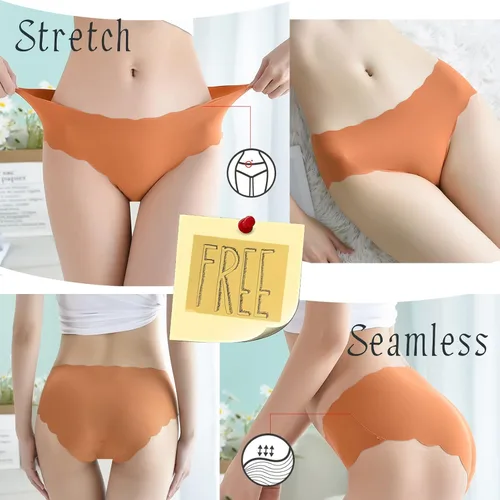 Vista 4 de Alotou Ropa interior sin costuras para mujer, invisible, de seda de hielo, elástica, ropa interior de bikini
