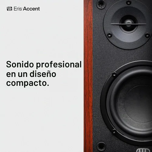 Vista 5 de PreSonus Eris Accent - Altavoces de estantería alimentados de 50W con cable, altavoces estéreo para tocadiscos, mesa de trabajo y hogar, múltiples