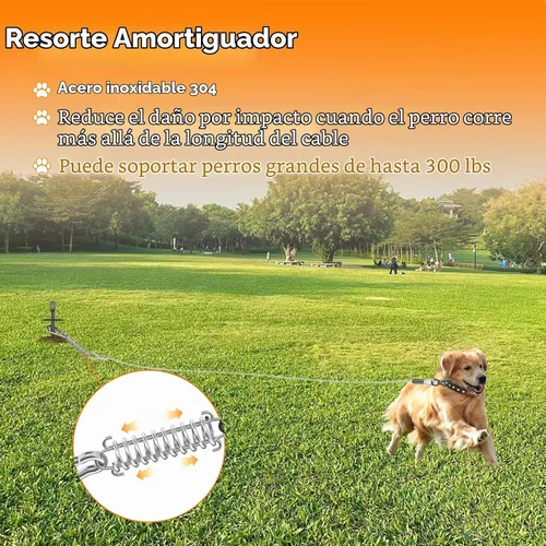 Vista 5 de Estaca de amarre para perros, estaca de correa resistente para perros grandes de hasta 210 libras, anclaje de suelo para cable de perro, correa