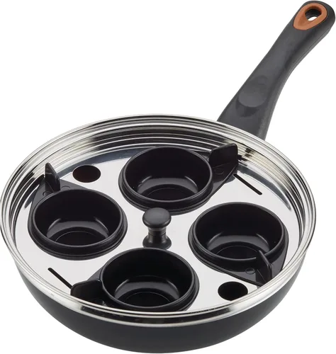 Vista 8 de Farberware Glide Escalfador de Huevos Antiadherente de Cerámica Cobreada con Tapa, 8 Pulgadas, Negro - 10654
