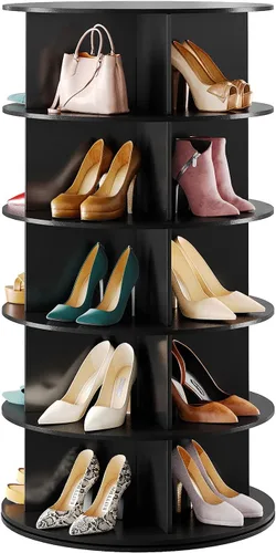 Vista 9 de SpaceAid Organizador giratorio negro de 7 niveles para zapatos, torre de exhibición de zapatos, Lazy Susan, organizador giratorio para zapatos