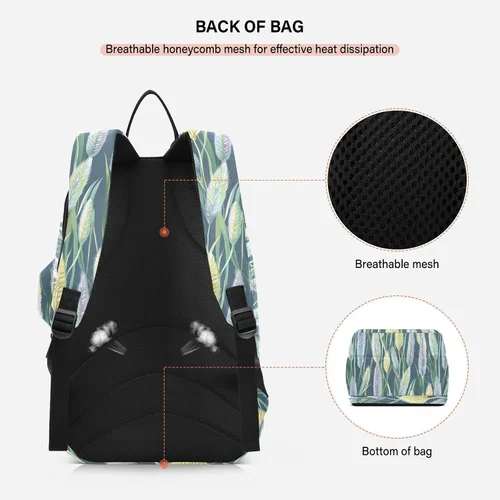Vista 4 de Bolsa de tenis y bádminton resistente al agua flores verdes 3 raquetas bádminton bolsa para mujeres, hombres, adolescentes raquetas de tenis