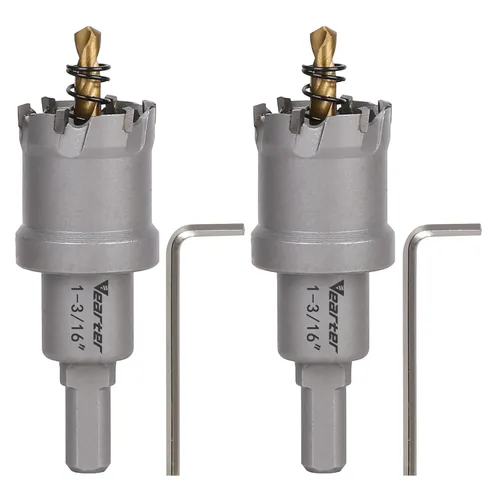 Vista 19 de Sierra perforadora de carburo de 1-1/2 pulgadas (1.496 in) para metal duro, cortador de agujeros con punta de carburo de tungsteno con broca piloto