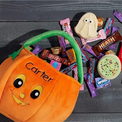 Vista 3 de Personalization Universe Bolsa de peluche bordada de Miss Pumpkin